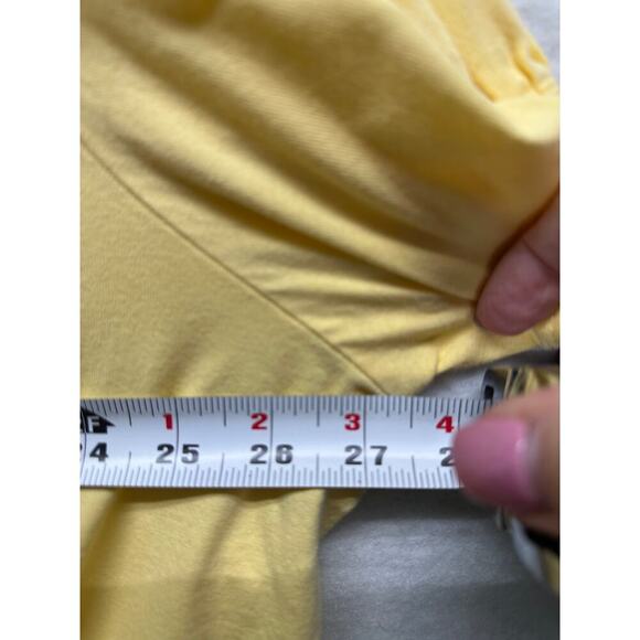 Woman Within Yellow Short Sleeve Top 3X Size 100% Cotton V-Neck Gathered Detail - Picture 5 of 7